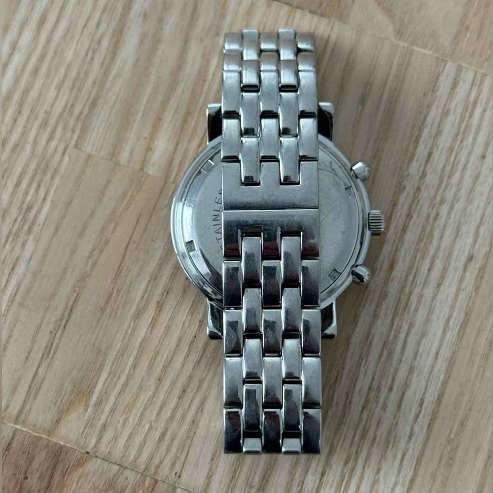 Lucien Piccard Chronograph Watch Stainless Case Bracelet Silver Dial New Crystal